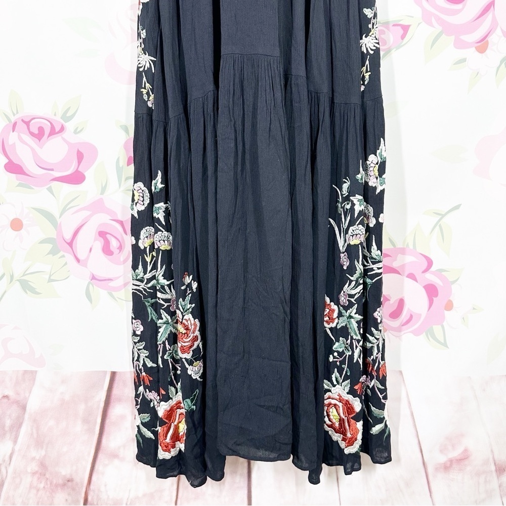 NEW Free People Abbey Wrap Floral Embroidered Bohemian Black Dress S - Picture 8 of 12